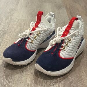 Under Armour Harper 9 Turf Baseball Shoes Mens 10 White Blue USA 3027440-101